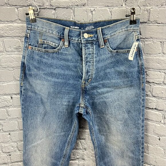 Old Navy Ski High Straight Leg Jeans Size 8 Button Fly Nwt Extra High Rise - Picture 6 of 7